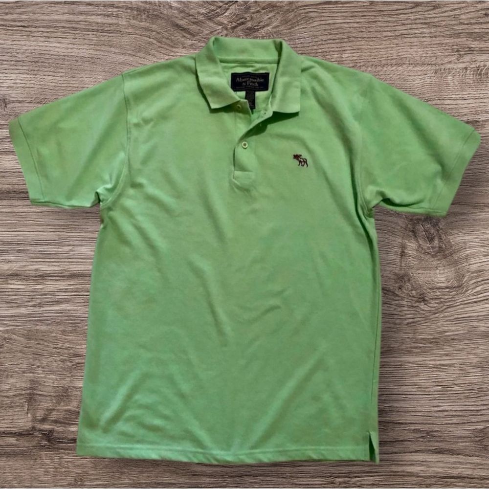 Abercombie & Fitch Mint green pique polo shirt (XL)